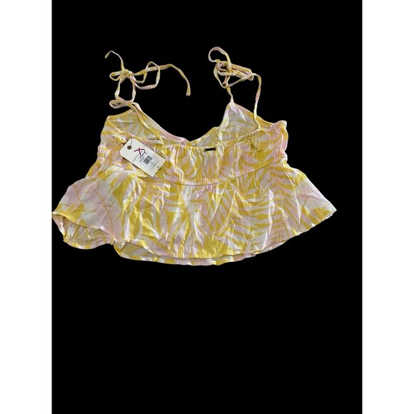 NWT Billabong Cropped Tank Top Yellow/white And Pink  Floral Size LG BoxAK - Picture 5 of 5